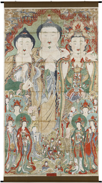 [크기변환]남양주 봉선사 비로자나삼신괘불도, 1735년, 798.8×453.8cm,  지본채색, 경기도 남양주 봉선사소장.jpg 이미지
